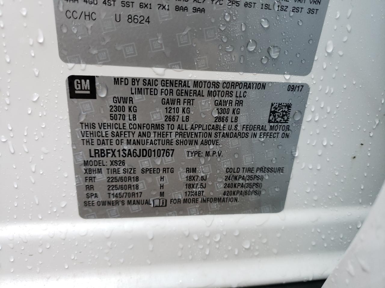 Photo 10 from auction – 2018 BUICK ENVISION E with VIN LRBFX1SA6JD010767