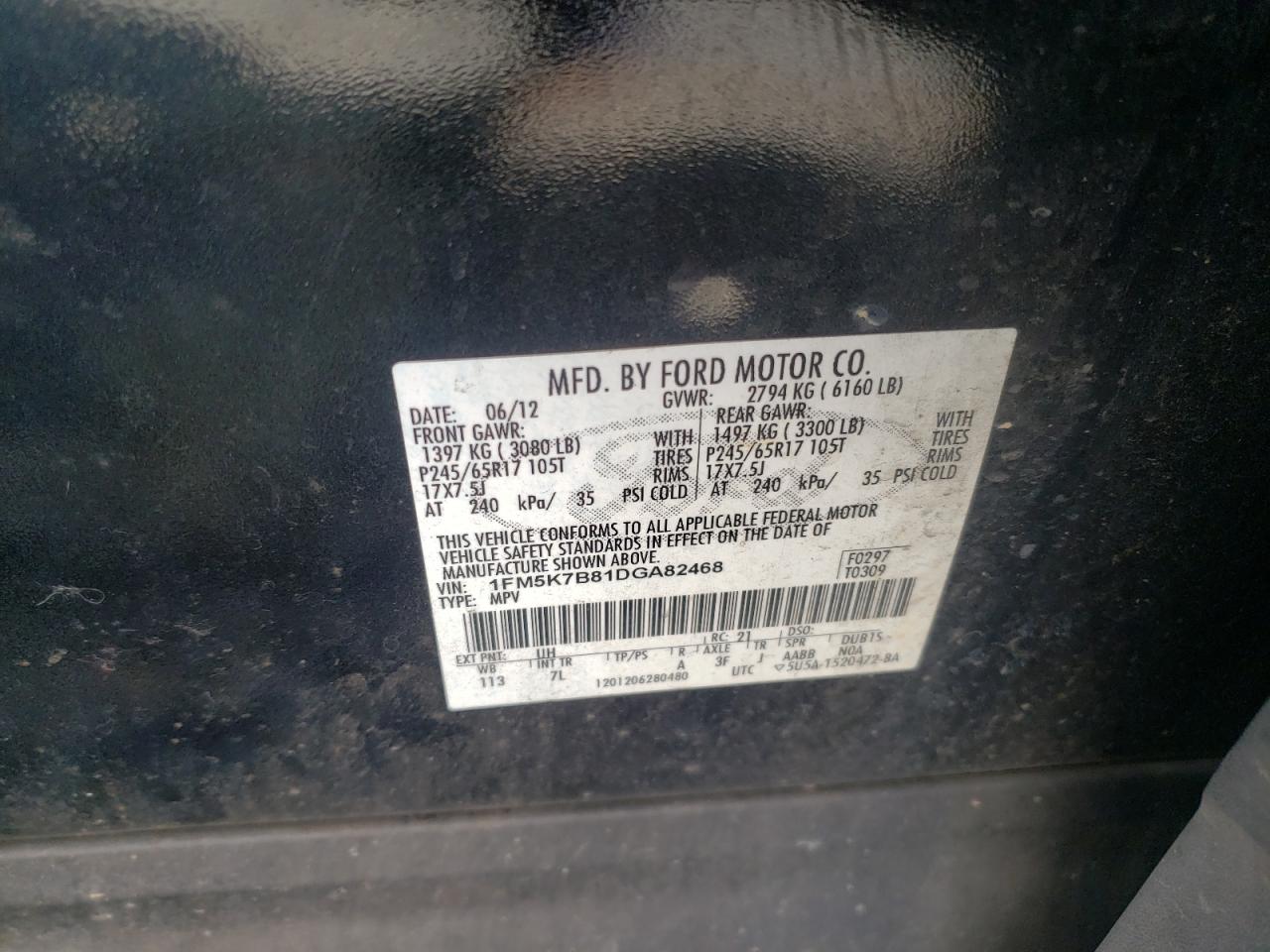 Photo 10 from auction – 2013 FORD EXPLORER with VIN 1FM5K7B81DGA82468