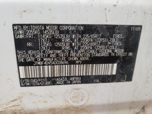 Photo 10 from auction – 2010 TOYOTA RAV4 with VIN JTMBF4DV5AD028696