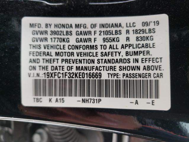 Photo 10 from auction – 2019 HONDA CIVIC EX with VIN 19XFC1F32KE016669