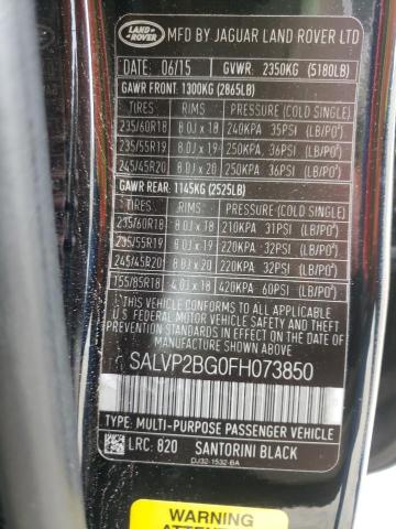 Photo 10 from auction – 2015 LAND ROVER RANGE ROVE with VIN SALVP2BG0FH073850