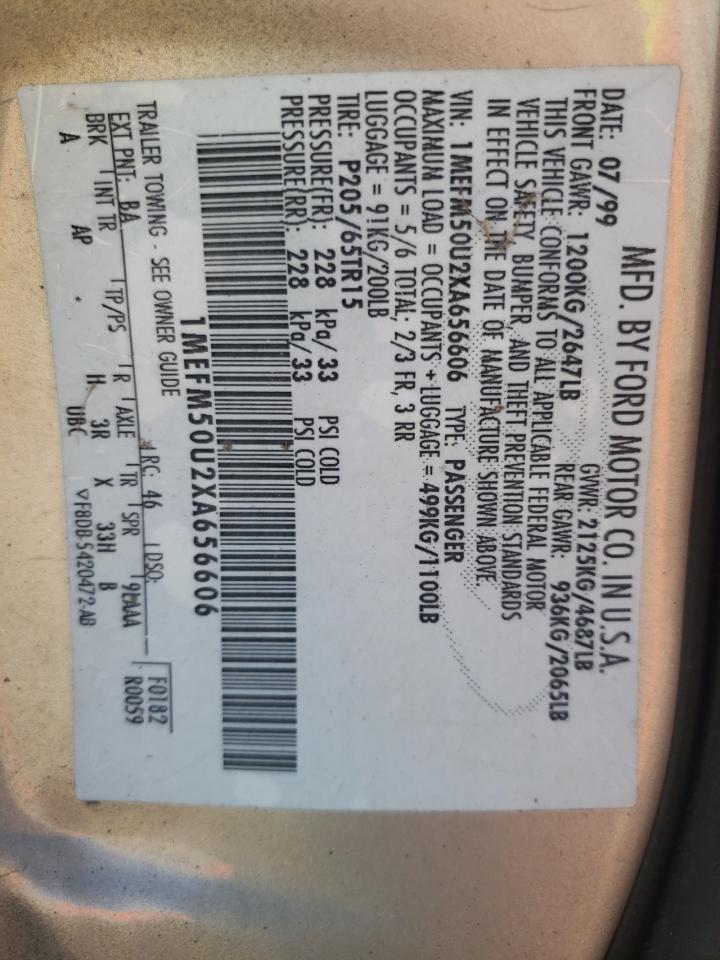 Photo 10 from auction – 1999 MERCURY SABLE GS with VIN 1MEFM50U2XA656606