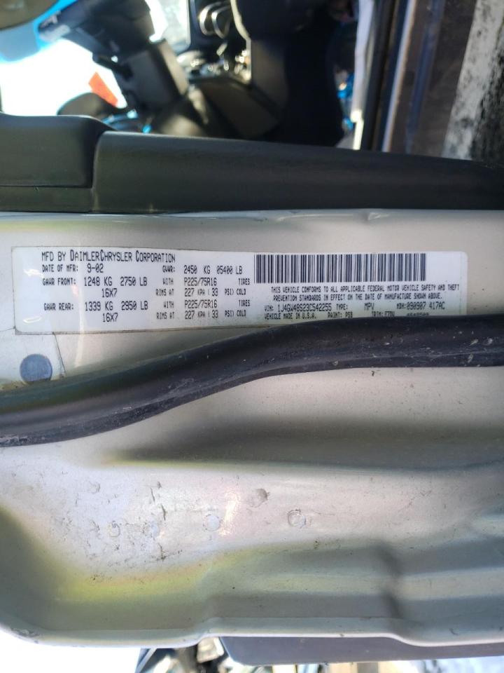 Photo 10 from auction – 2003 JEEP GRAND CHER with VIN 1J4GW48S23C542255