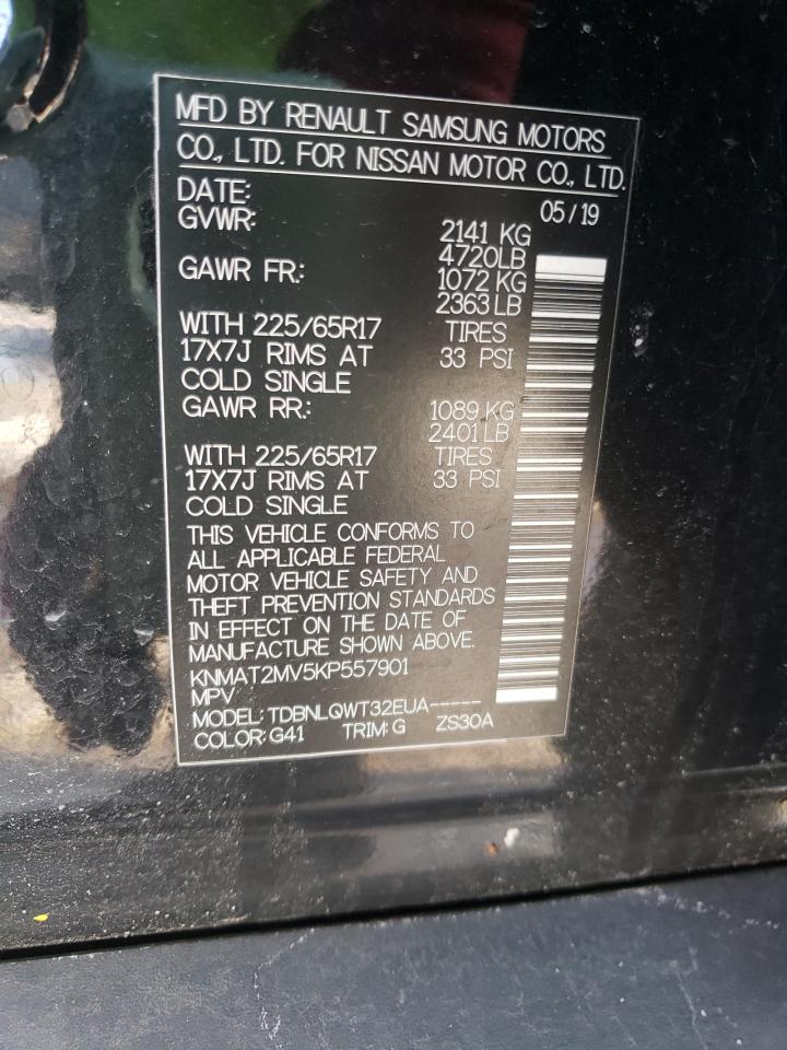 Photo 10 from auction – 2019 NISSAN ROGUE S with VIN KNMAT2MV5KP557901