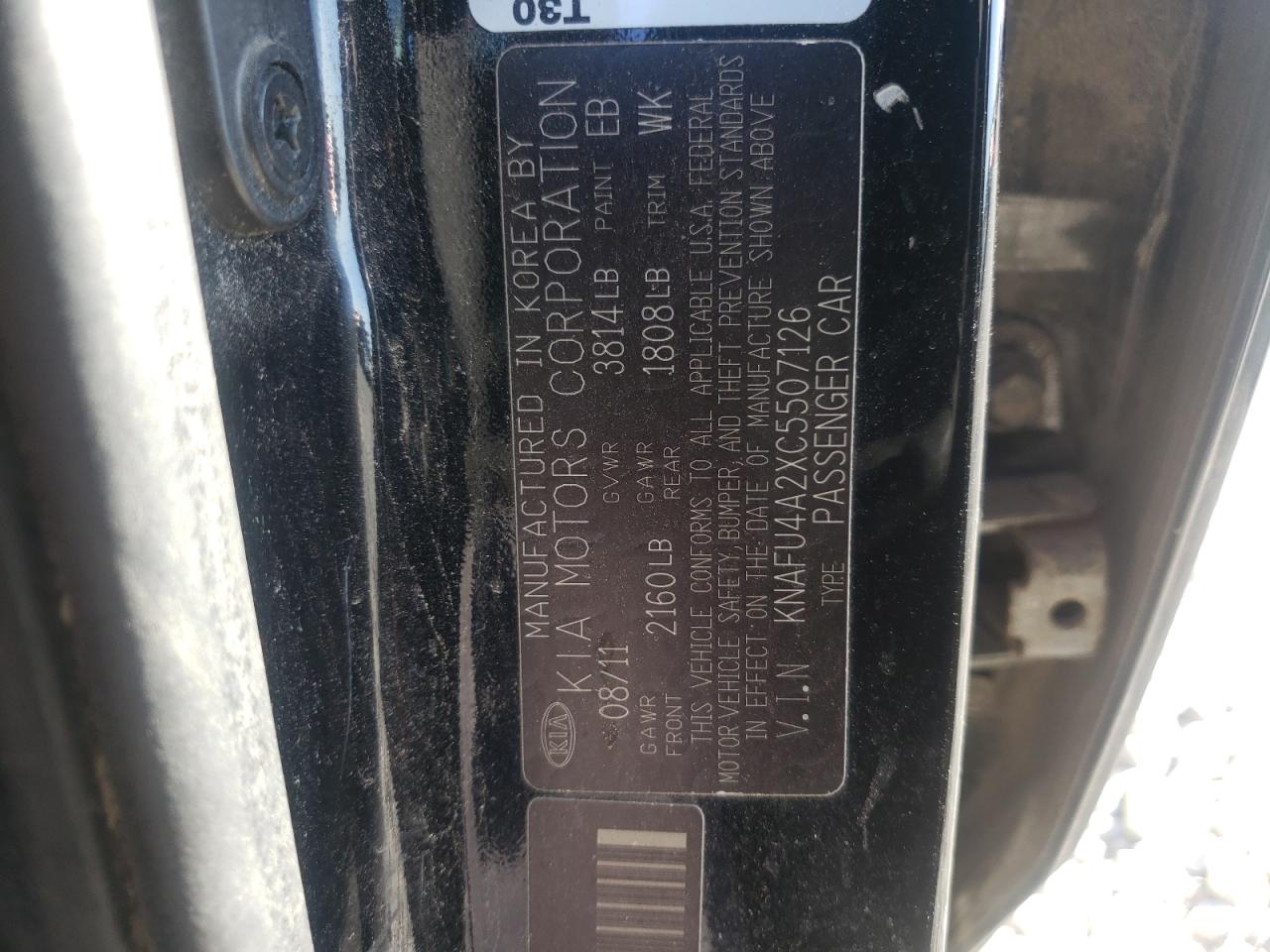 Photo 10 from auction – 2012 KIA FORTE EX with VIN KNAFU4A2XC5507126