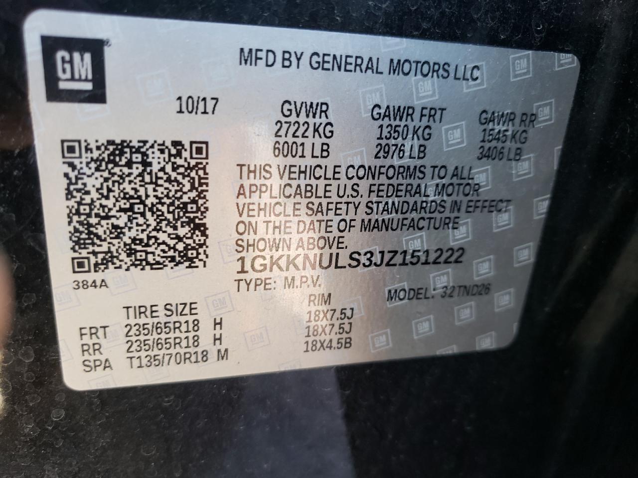 Photo 10 from auction – 2018 GMC ACADIA SLT with VIN 1GKKNULS3JZ151222