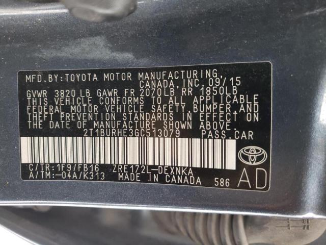 Photo 10 from auction – 2016 TOYOTA COROLLA L with VIN 2T1BURHE3GC513079