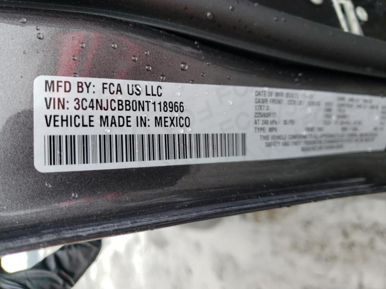 Photo 10 from auction – 2022 JEEP COMPASS LA with VIN 3C4NJCBB0NT118966