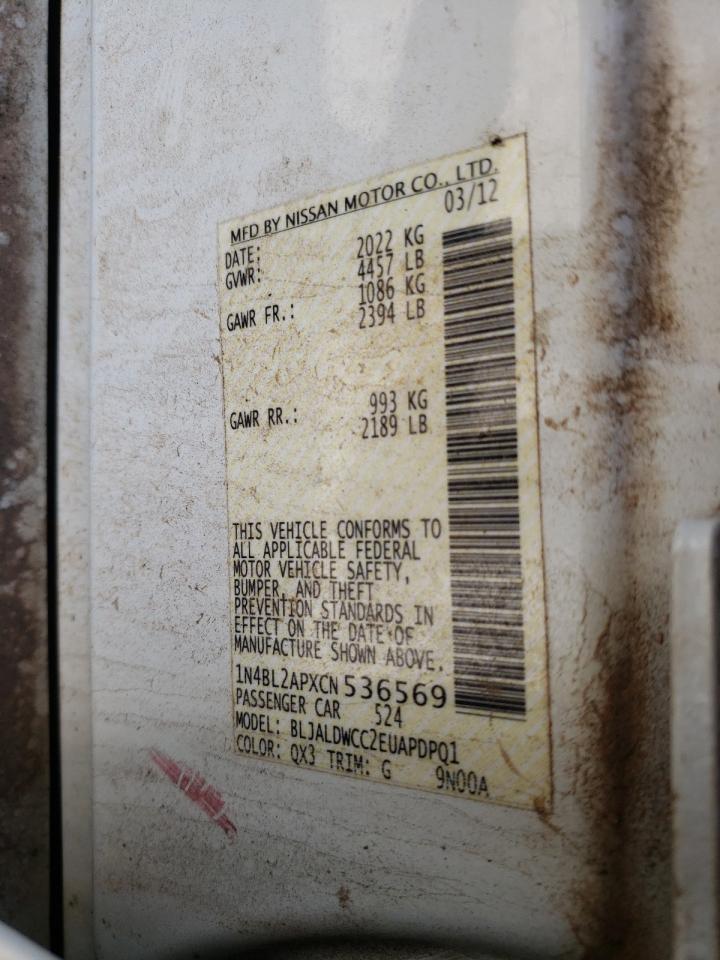Photo 10 from auction – 2012 NISSAN ALTIMA SR with VIN 1N4BL2APXCN536569