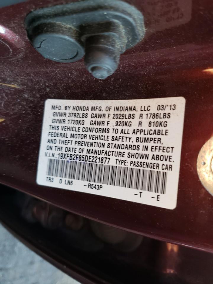 Photo 10 from auction – 2013 HONDA CIVIC EX with VIN 19XFB2F85DE221877
