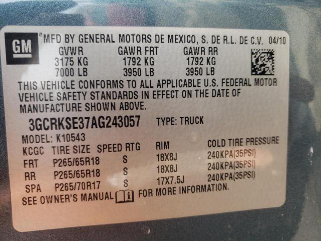 Photo 10 from auction – 2010 CHEVROLET SILVERADO with VIN 3GCRKSE37AG243057