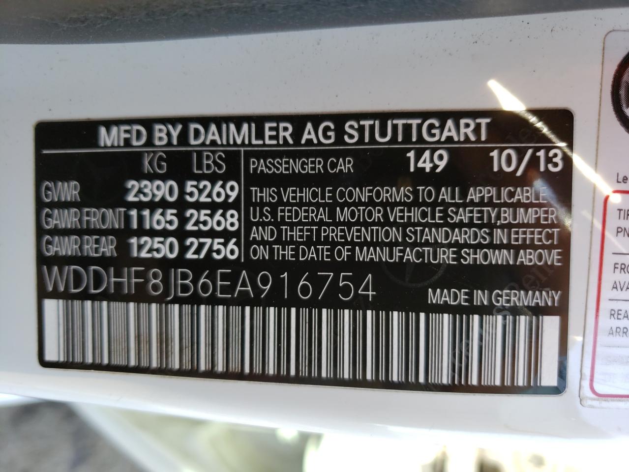 Photo 10 from auction – 2014 MERCEDES-BENZ E 350 4MAT with VIN WDDHF8JB6EA916754
