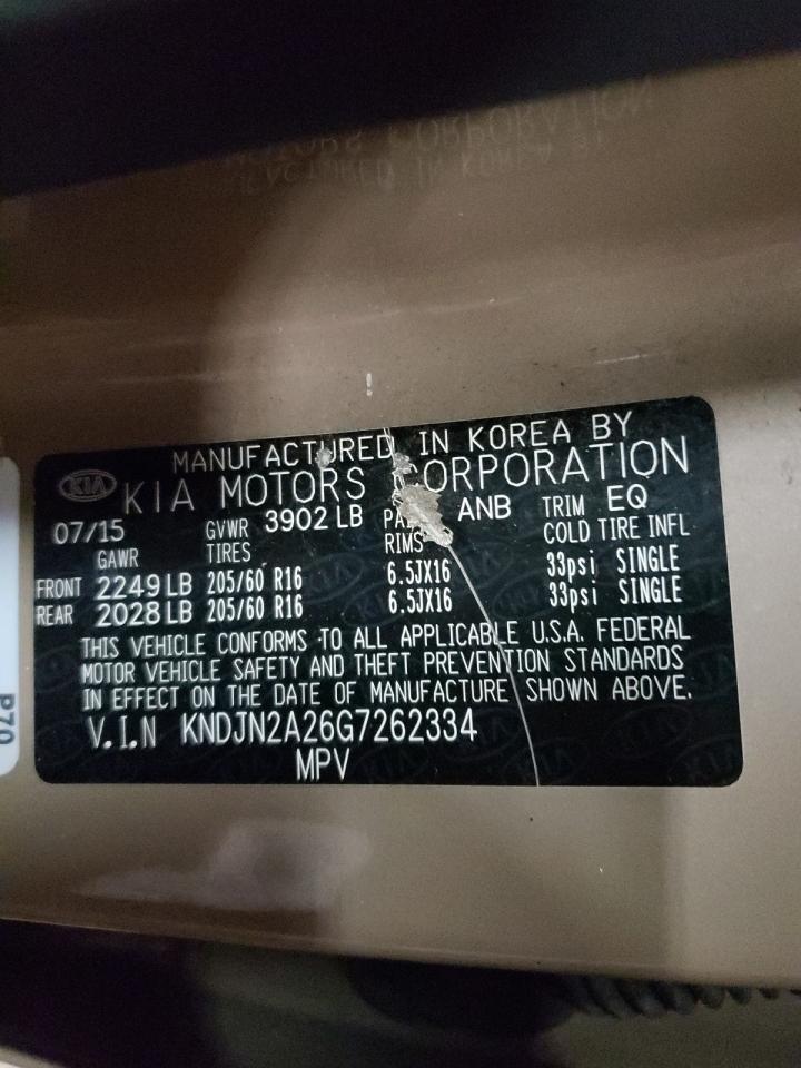 Photo 10 from auction – 2016 KIA SOUL with VIN KNDJN2A26G7262334