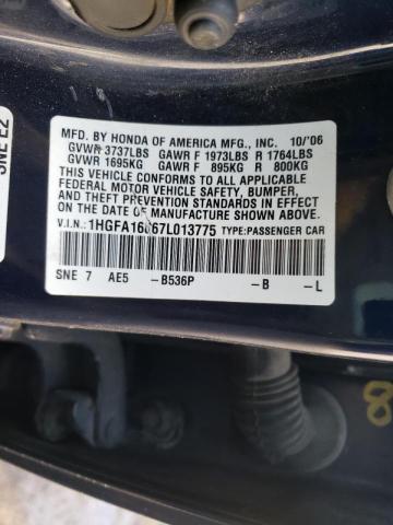 Photo 10 from auction – 2007 HONDA CIVIC EX with VIN 1HGFA16867L013775