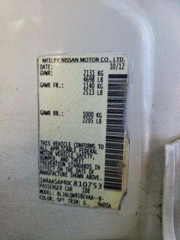 Photo 10 from auction – 2013 NISSAN MAXIMA S with VIN 1N4AA5AP4DC810753