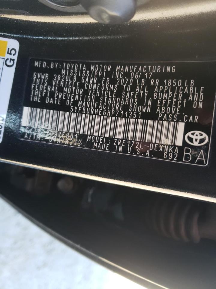 Photo 10 from auction – 2017 TOYOTA COROLLA L with VIN 5YFBURHE6HP711351