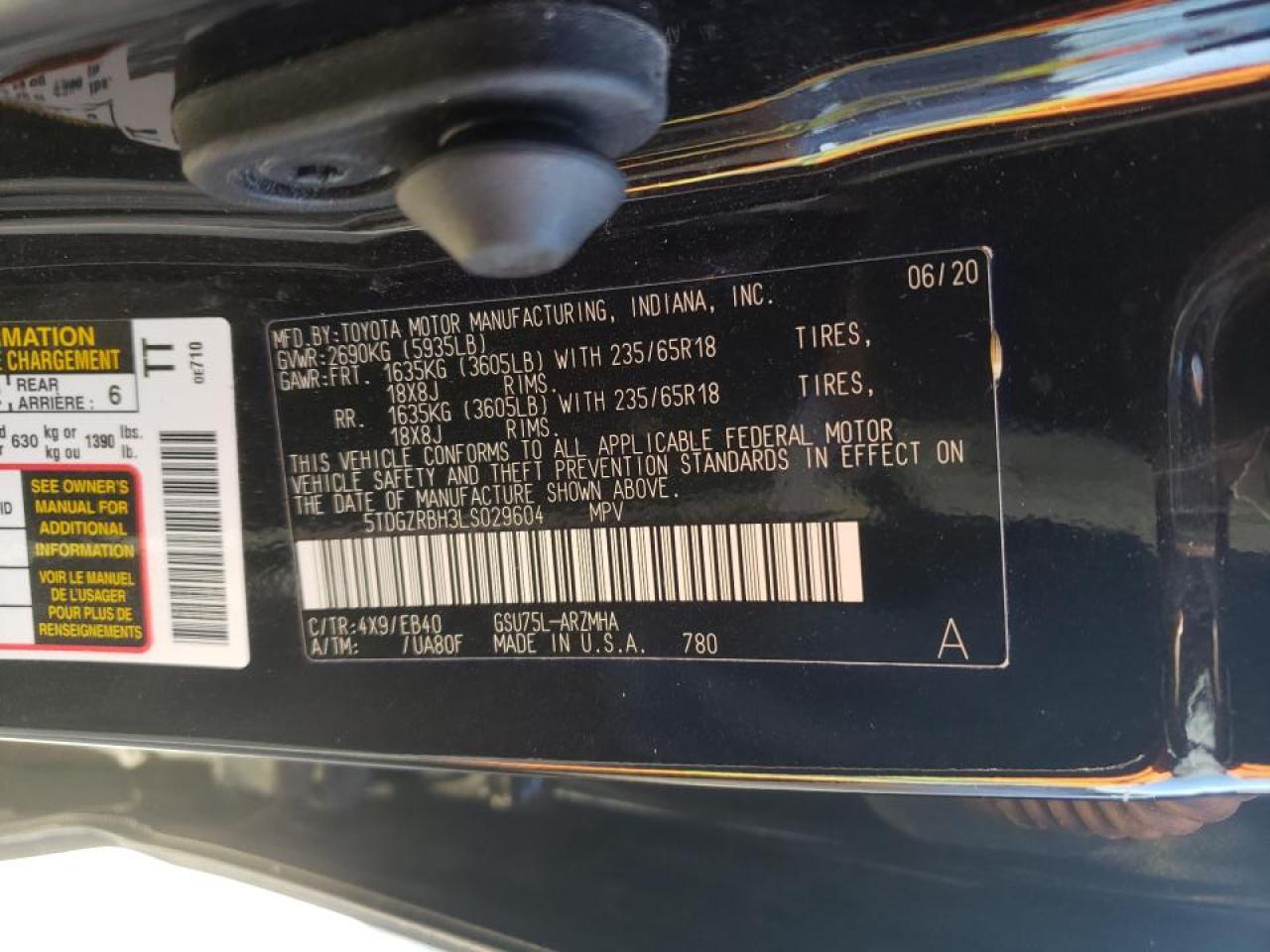 Photo 10 from auction – 2020 TOYOTA HIGHLANDER with VIN 5TDGZRBH3LS029604