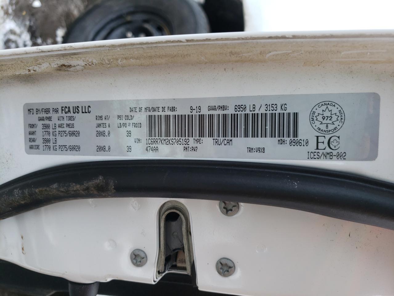 Photo 10 from auction – 2019 RAM 1500 CLASS with VIN 1C6RR7KM2KS705192