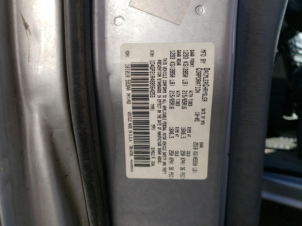 Photo 10 from auction – 2006 DODGE CARAVAN C/ with VIN 1D4GP21R46B564253