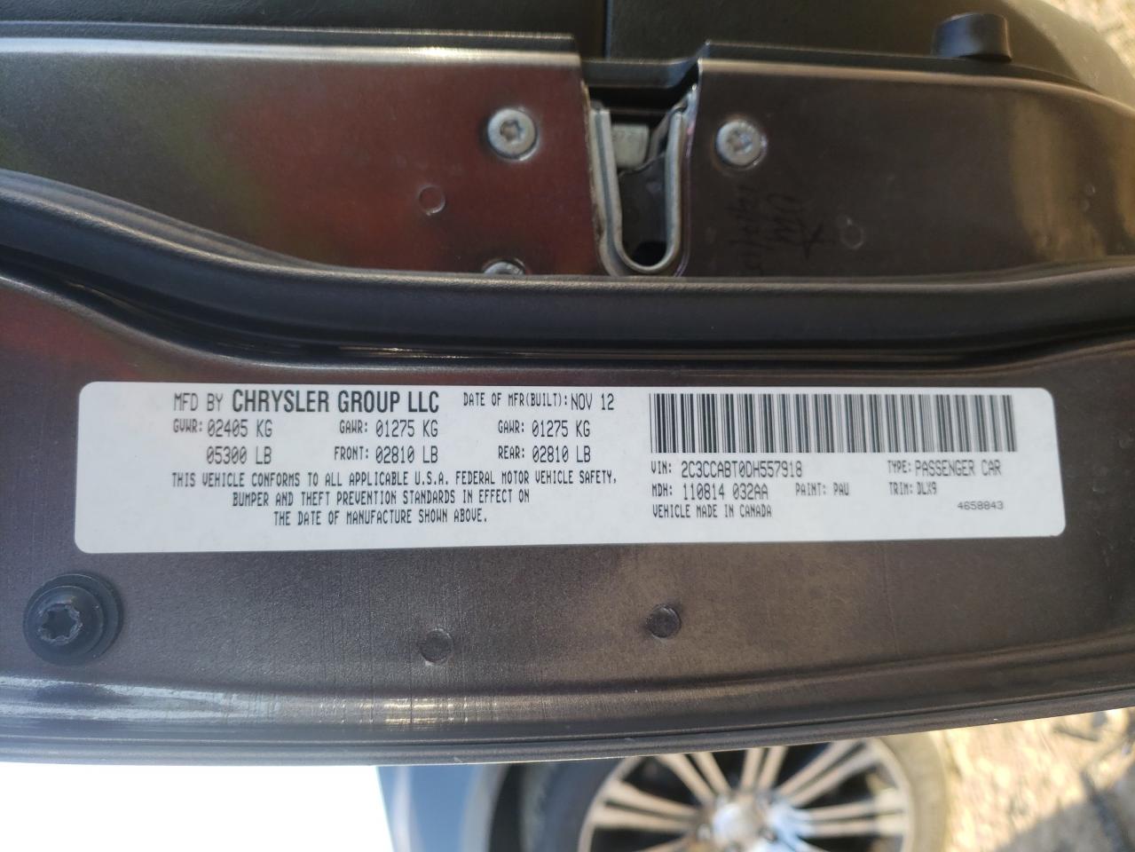 Фото 10 с аукциона – 2013 CHRYSLER 300 S с VIN 2C3CCABT0DH557918