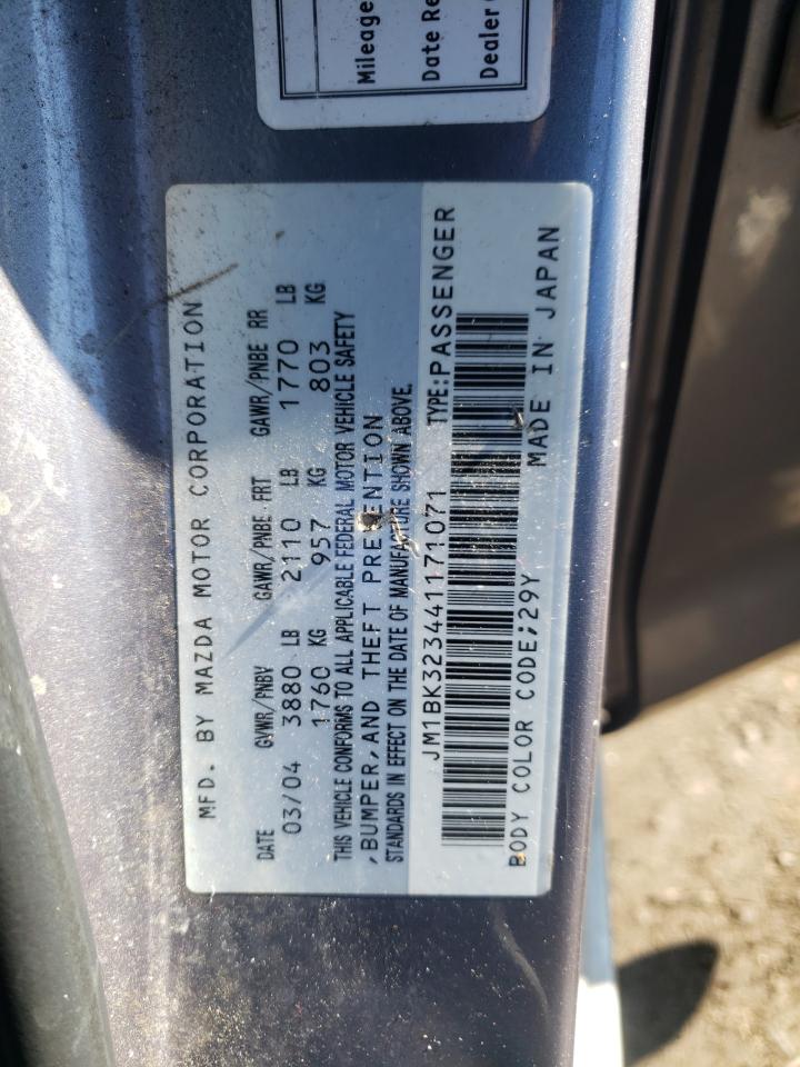 Photo 10 from auction – 2004 MAZDA 3 S with VIN JM1BK323441171071