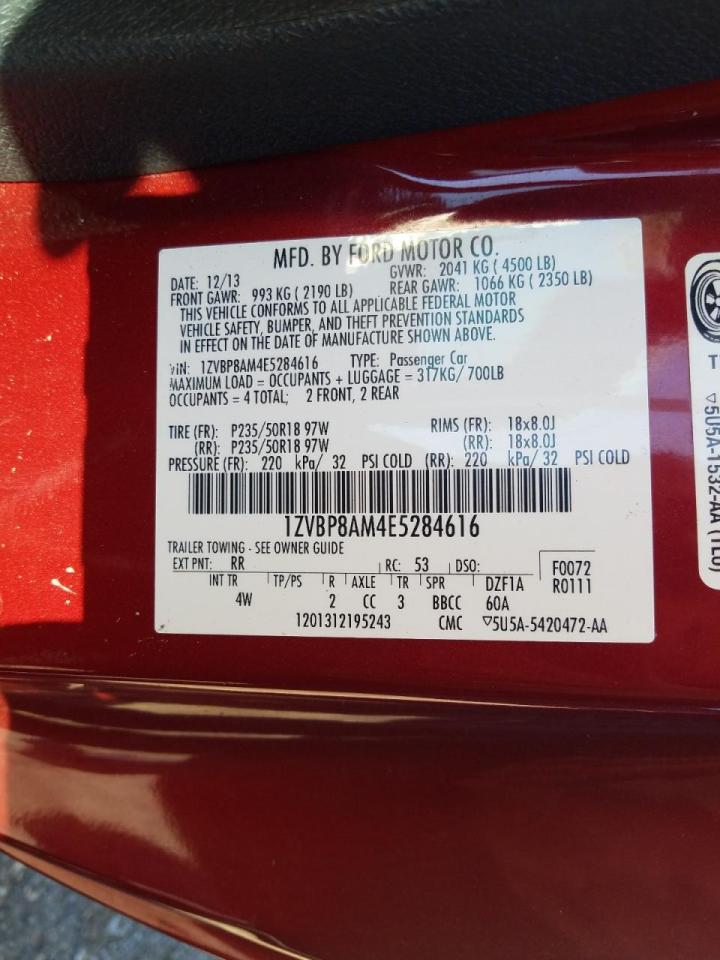 Photo 10 from auction – 2014 FORD MUSTANG with VIN 1ZVBP8AM4E5284616