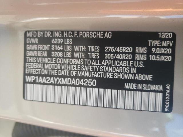 Photo 10 from auction – 2021 PORSCHE CAYENNE with VIN WP1AA2AYXMDA04250