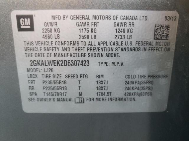 GMC TERRAIN SL 2013 with VIN 2GKALWEK2D6307423 - Photo from auction