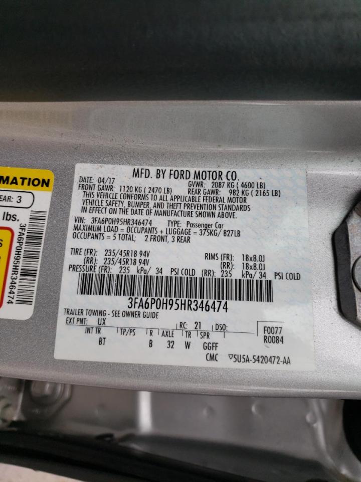 Photo 10 from auction – 2017 FORD FUSION SE with VIN 3FA6P0H95HR346474