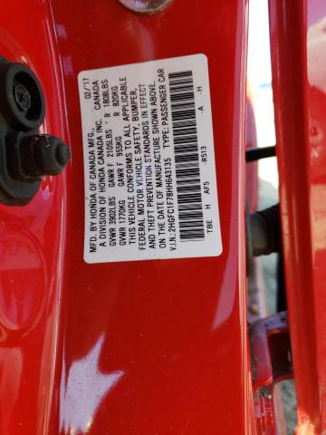 Photo 10 from auction – 2017 HONDA CIVIC EXL with VIN 2HGFC1F78HH643135
