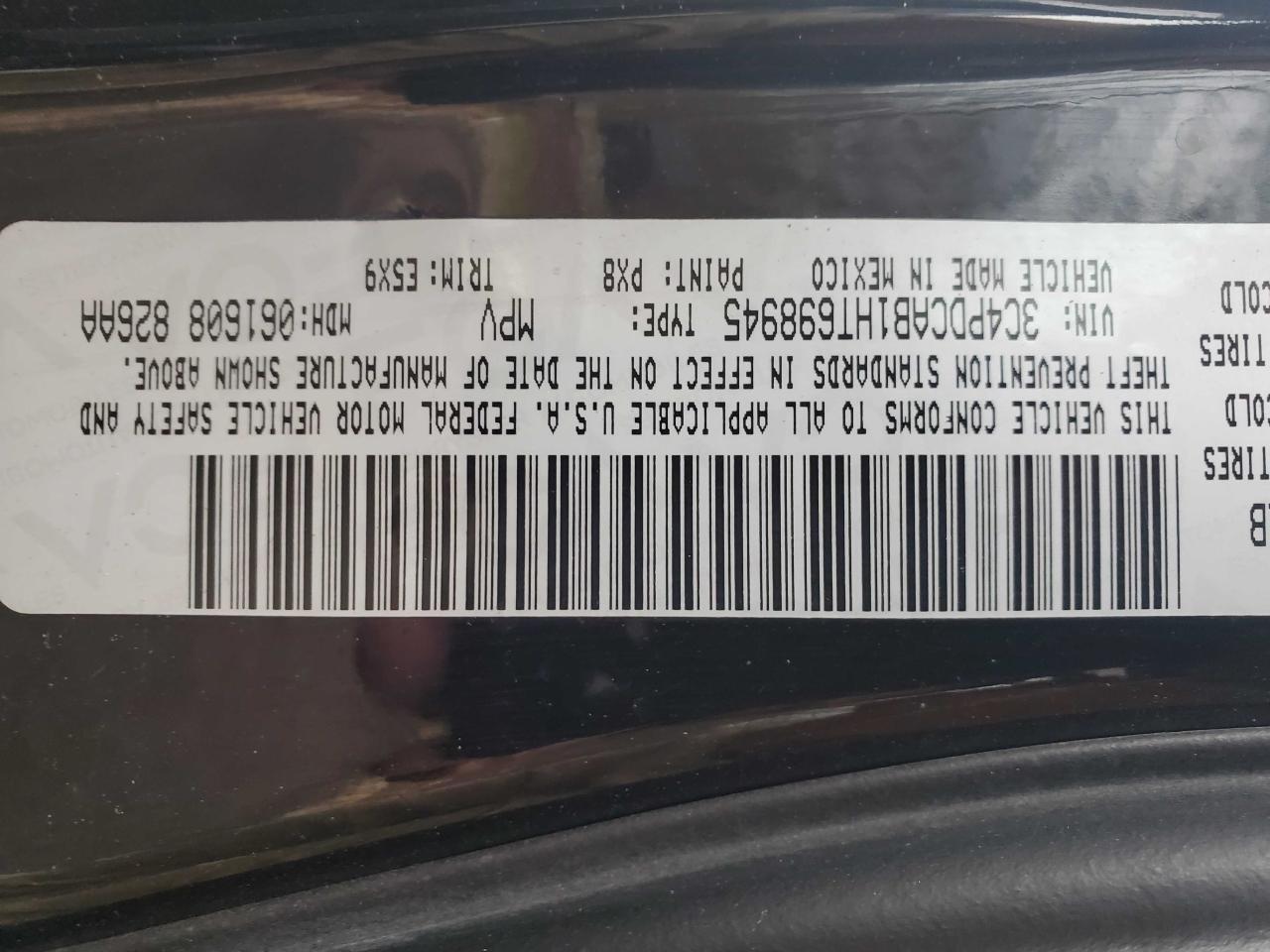 Photo 10 from auction – 2017 DODGE JOURNEY SE with VIN 3C4PDCAB1HT698945