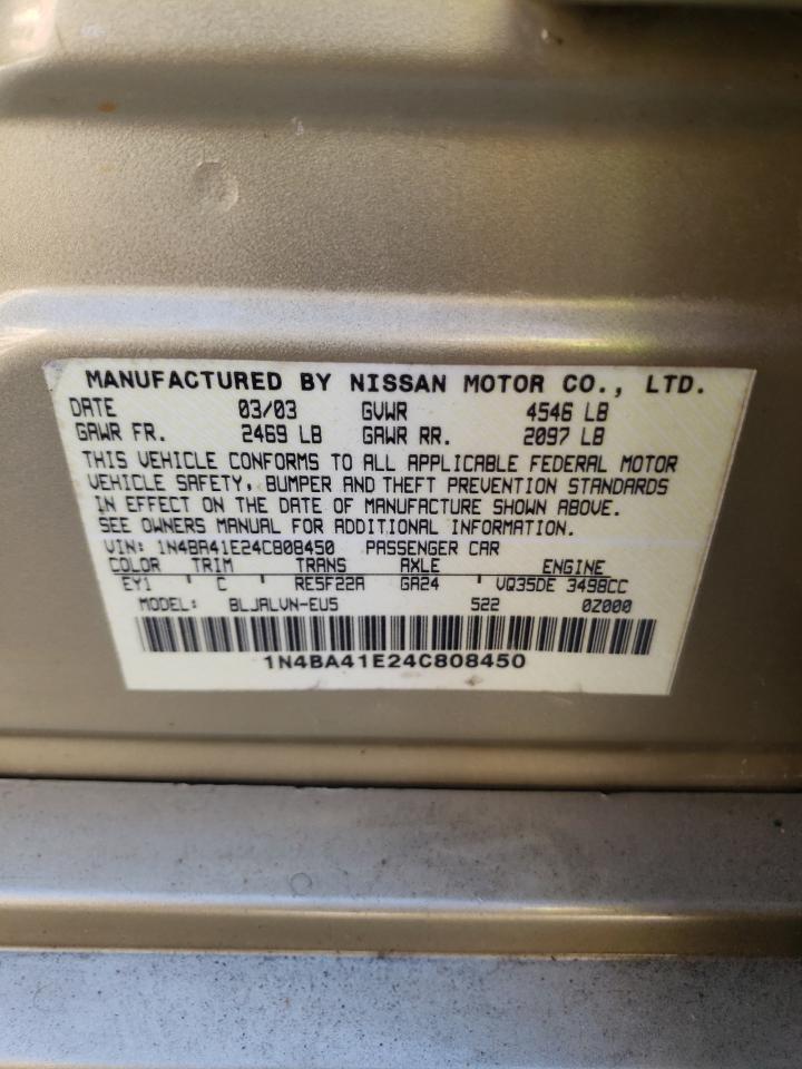 Photo 10 from auction – 2004 NISSAN MAXIMA SE with VIN 1N4BA41E24C808450