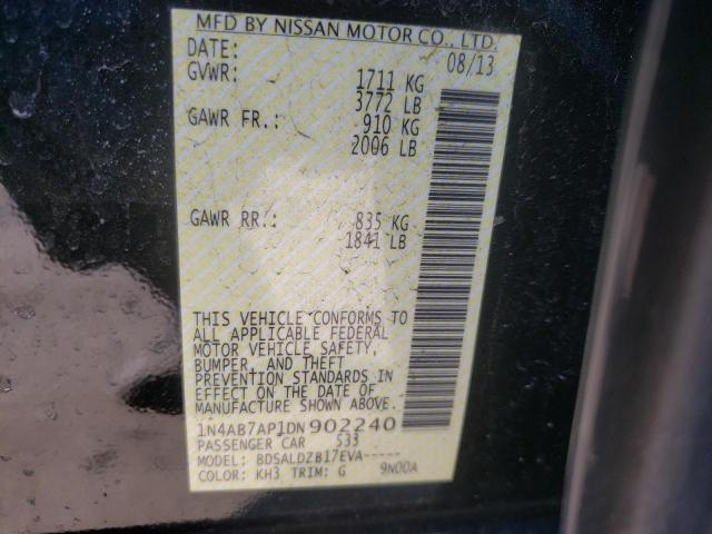 Photo 10 from auction – 2013 NISSAN SENTRA S with VIN 1N4AB7AP1DN902240