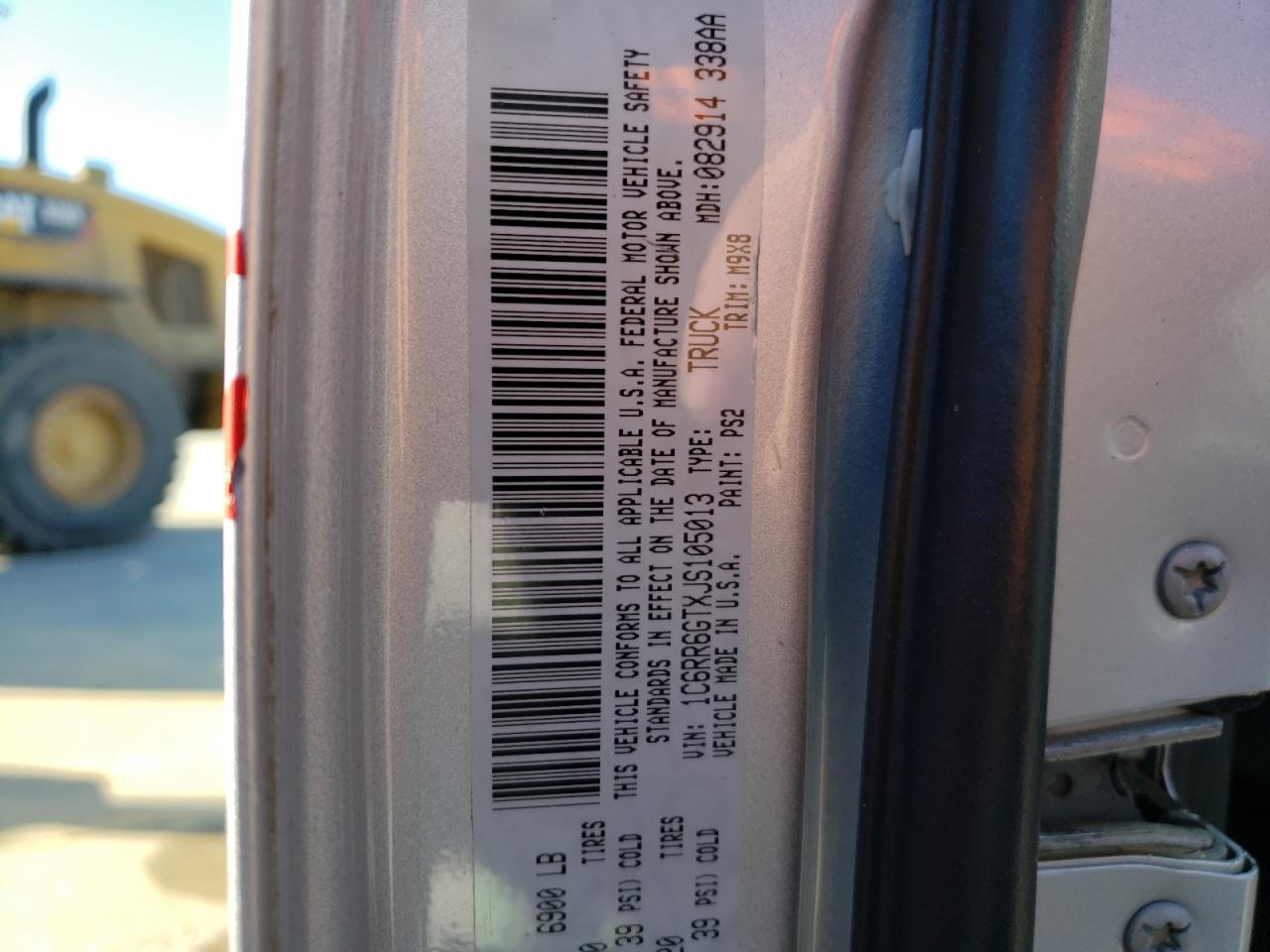 Photo 10 from auction – 2018 DODGE RAM 1500 with VIN 1C6RR6GTXJS105013