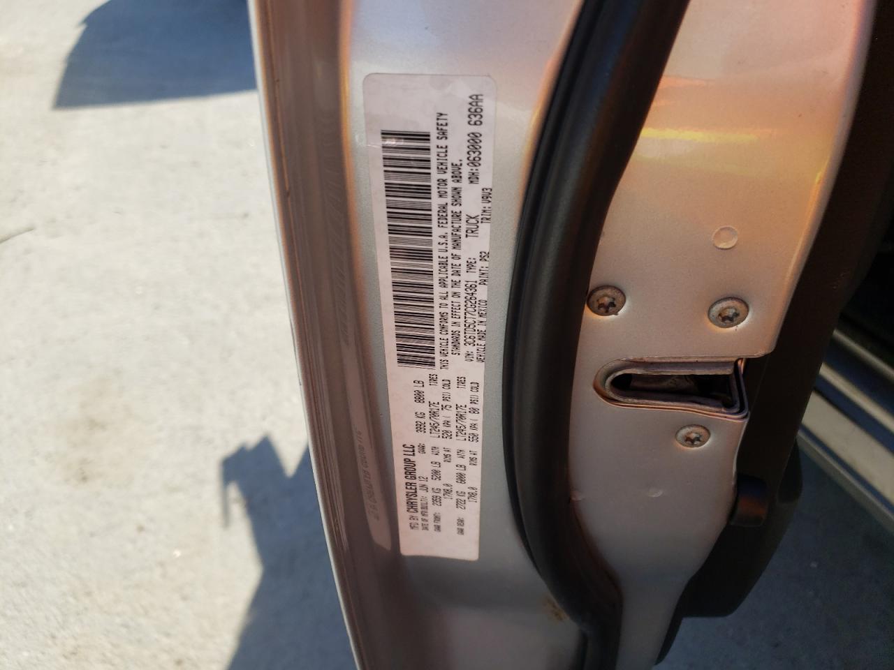 Photo 10 from auction – 2012 DODGE RAM 2500 S with VIN 3C6TD5CT7CG264361