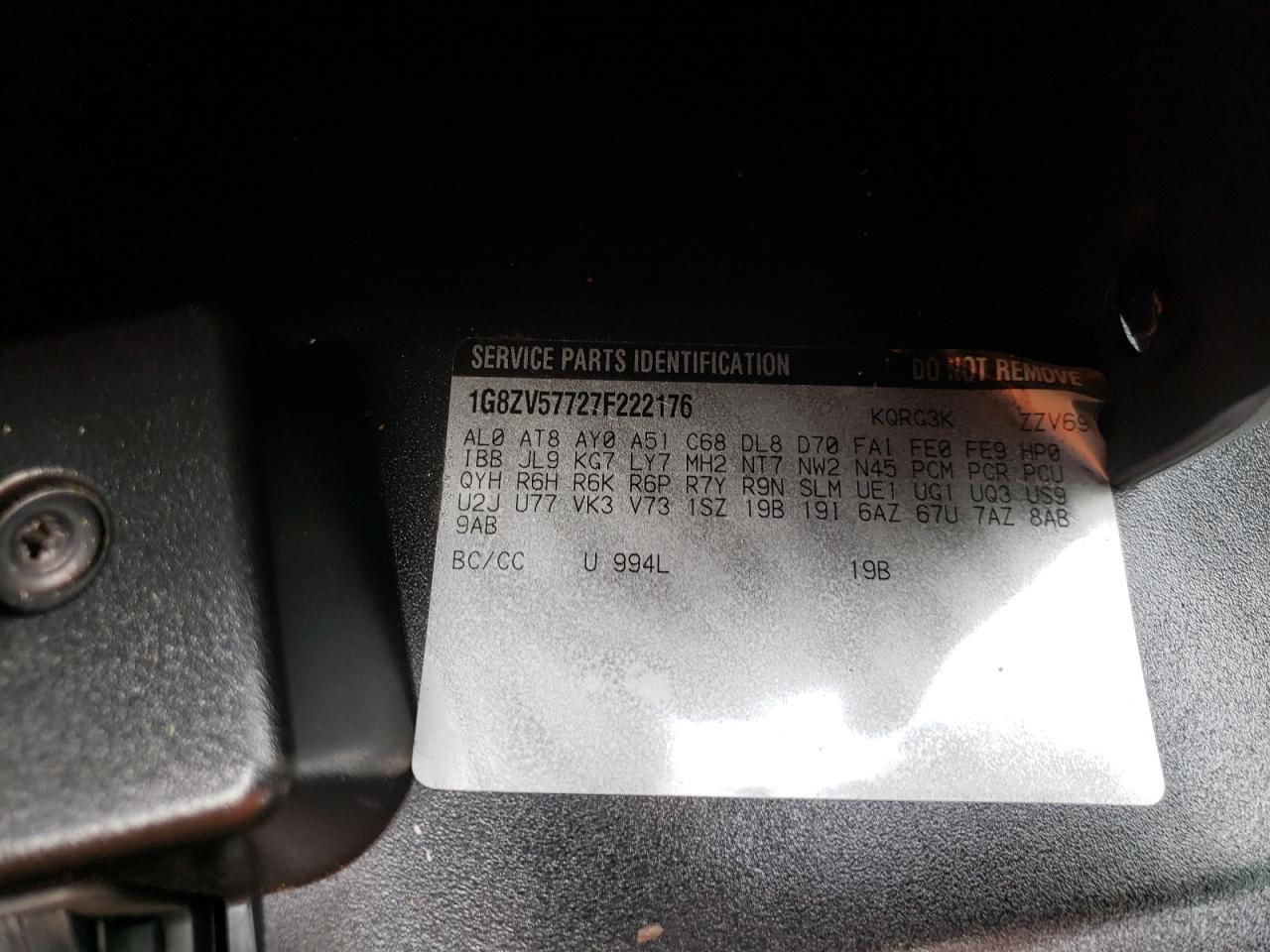 Photo 10 from auction – 2007 SATURN AURA XR with VIN 1G8ZV57727F222176