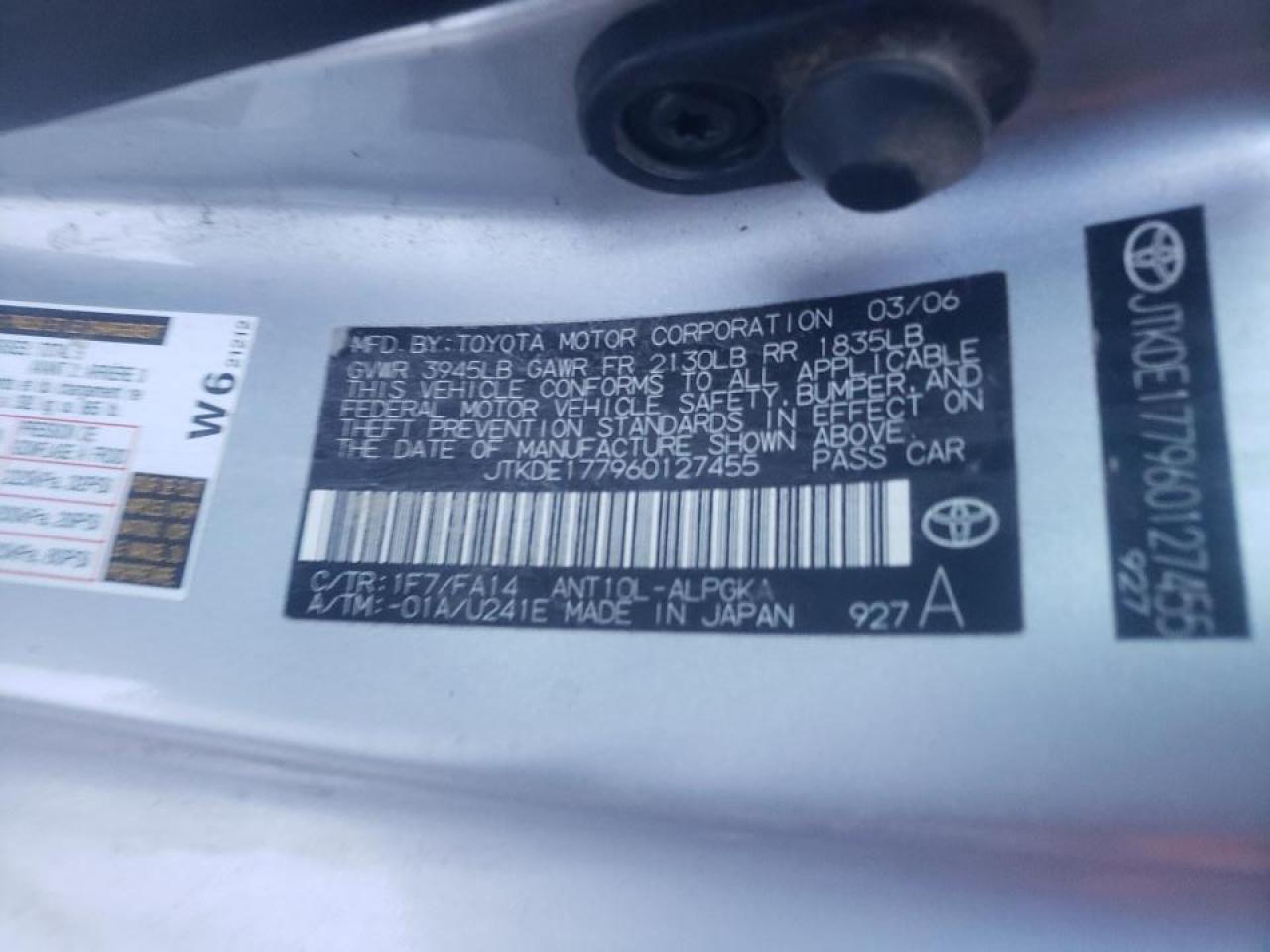 Photo 10 from auction – 2006 TOYOTA SCION TC with VIN JTKDE177960127455