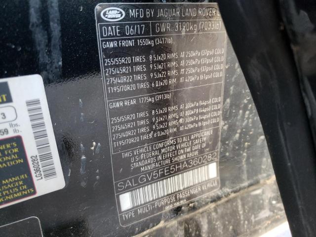 Photo 10 from auction – 2017 LAND ROVER RANGE ROVE with VIN SALGV5FE5HA360282