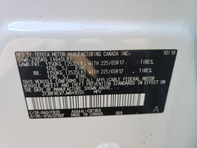 Photo 10 from auction – 2018 TOYOTA RAV4 LE with VIN 2T3BFREV7JW849555