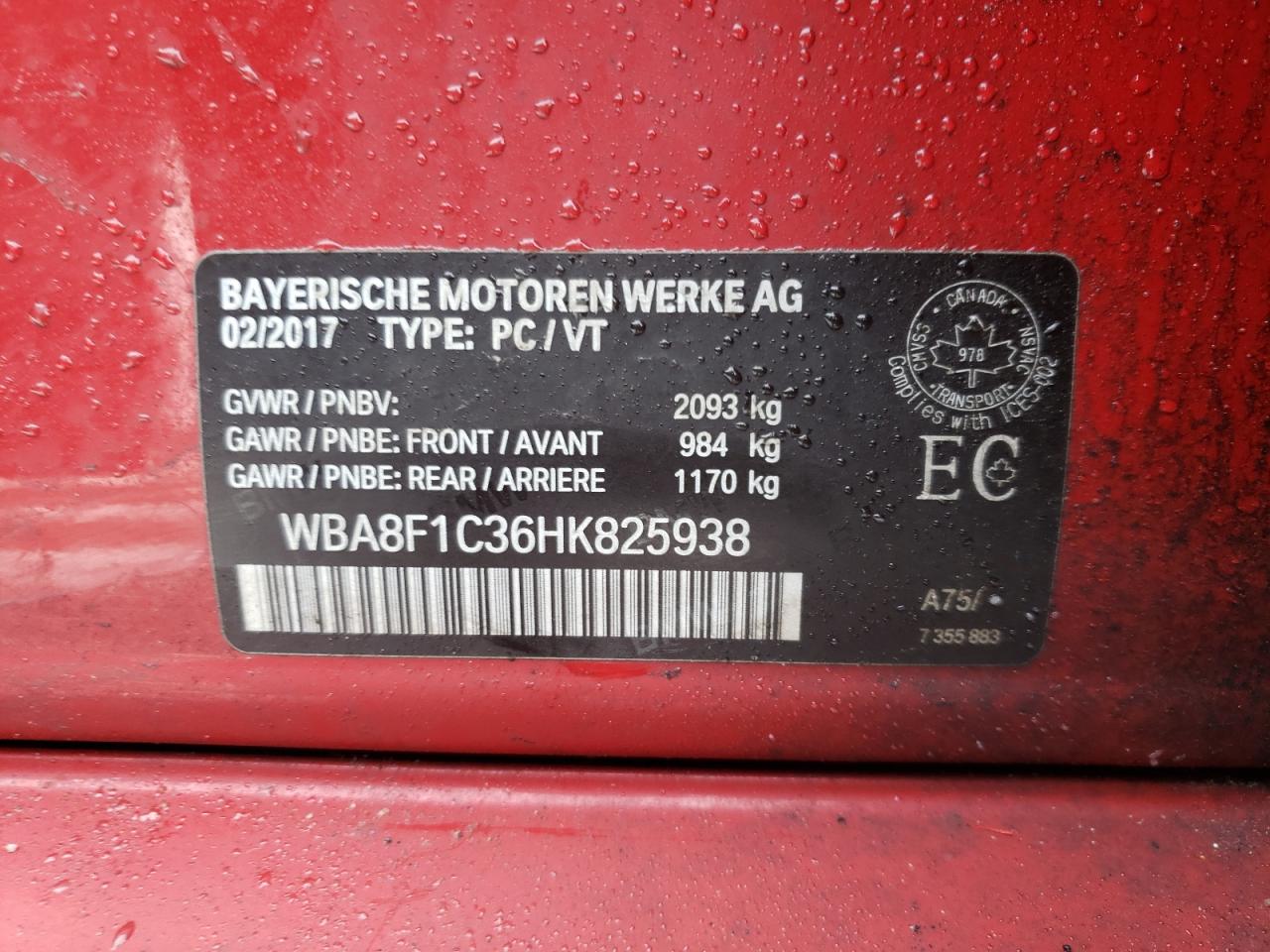 Photo 10 from auction – 2017 BMW 328 D XDRI with VIN WBA8F1C36HK825938