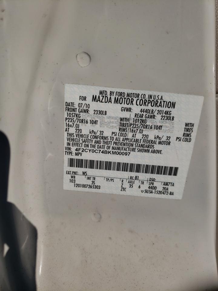 Photo 10 from auction – 2011 MAZDA TRIBUTE with VIN 4F2CY0C74BKM00097