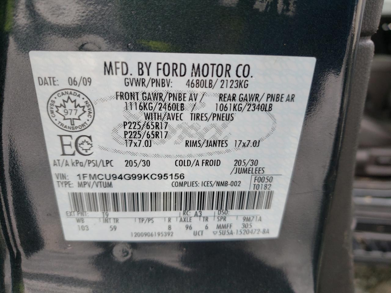 Photo 11 from auction – 2009 FORD ESCAPE LIM with VIN 1FMCU94G99KC95156