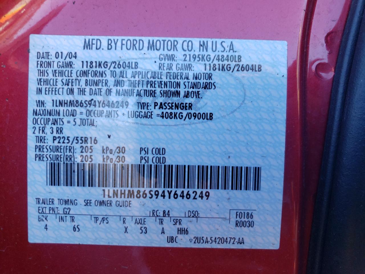 Photo 10 from auction – 2004 LINCOLN LS with VIN 1LNHM86S94Y646249