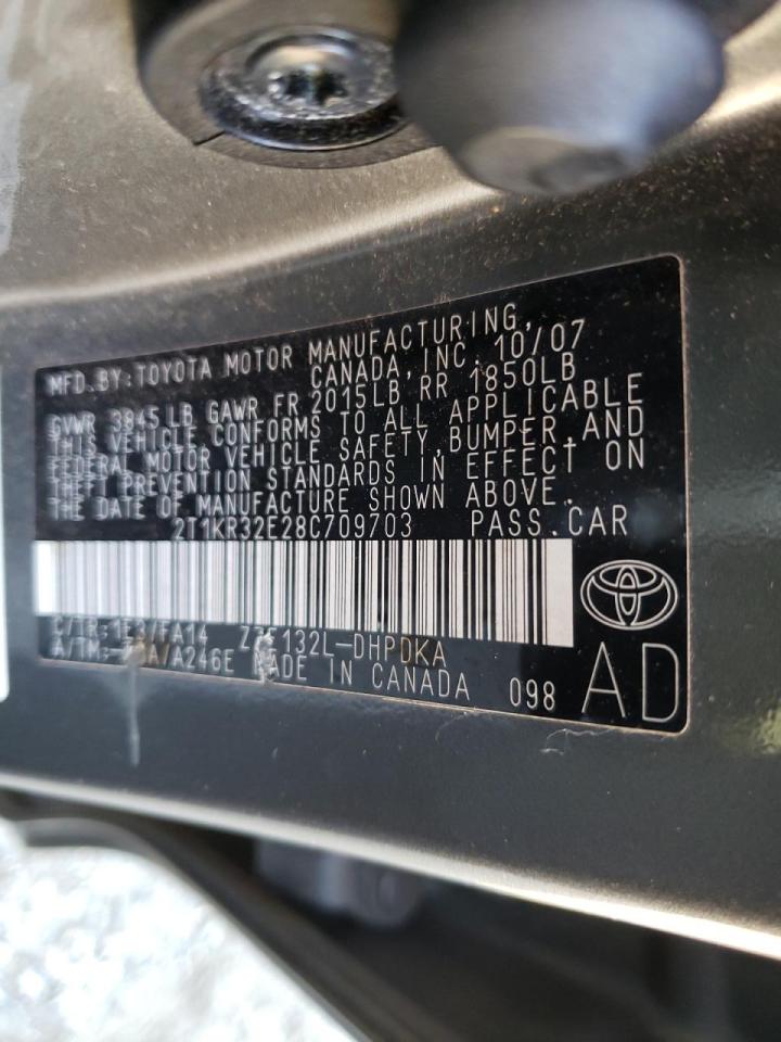 Zdjęcie 10 z aukcji – 2008 TOYOTA COROLLA MA z VIN 2T1KR32E28C709703
