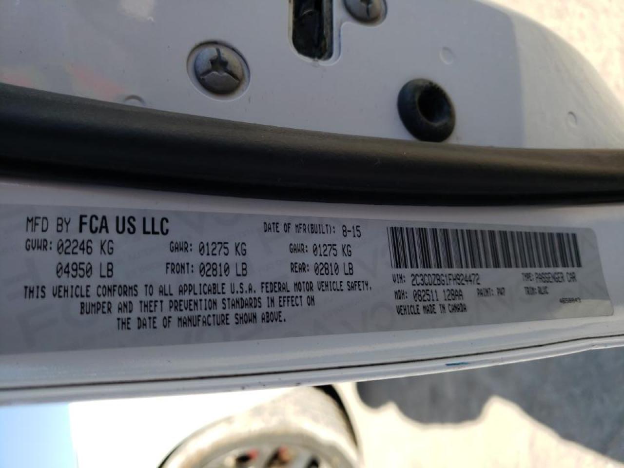 Photo 10 from auction – 2015 DODGE CHALLENGER with VIN 2C3CDZBG1FH924472