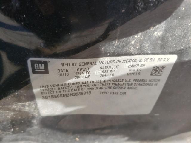 Photo 10 from auction – 2017 CHEVROLET CRUZE LT with VIN 3G1BE6SM3HS536810