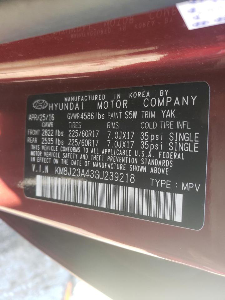 Photo 10 from auction – 2016 HYUNDAI TUCSON SE with VIN KM8J23A43GU239218