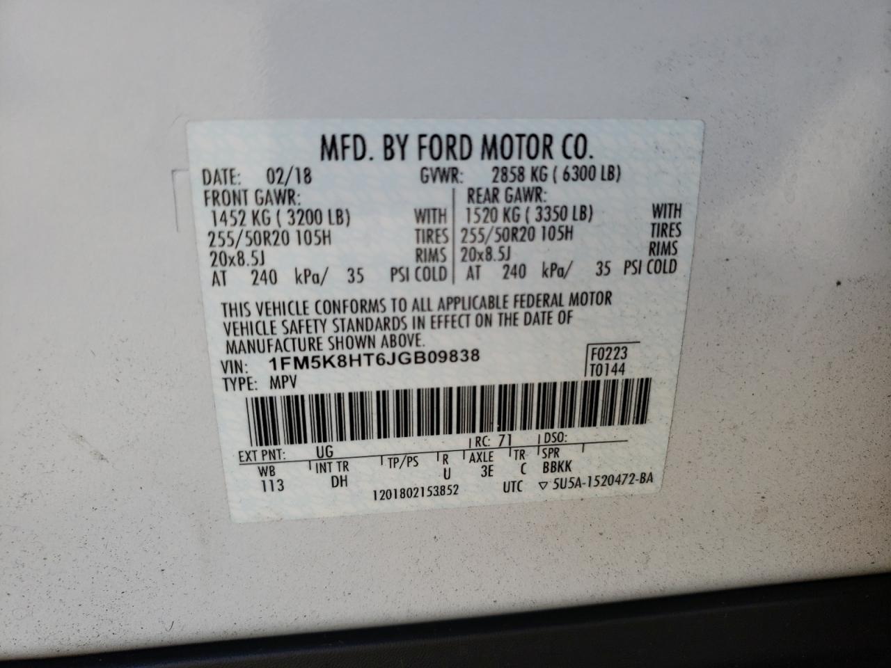 Photo 10 from auction – 2018 FORD EXPLORER P with VIN 1FM5K8HT6JGB09838