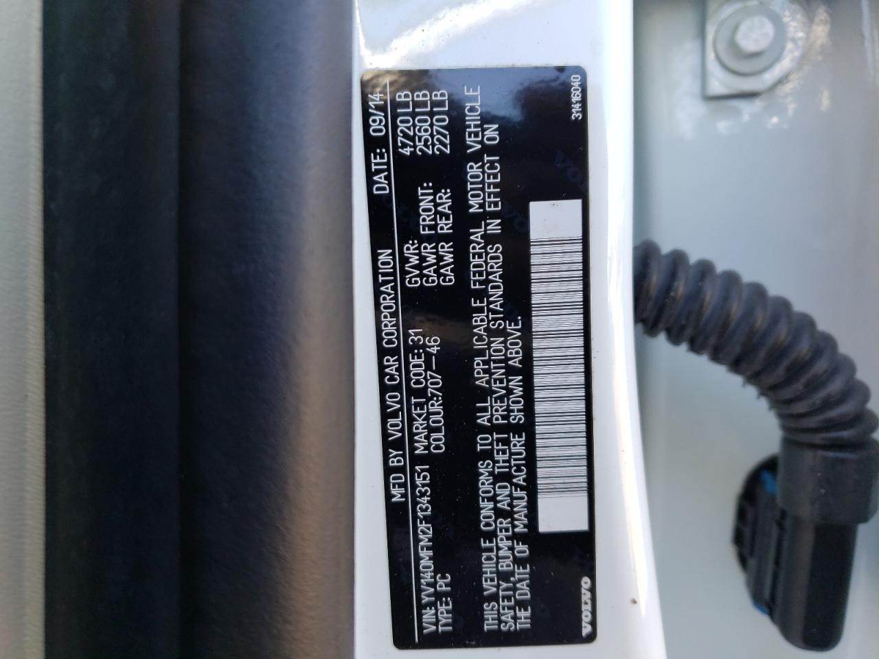 Photo 10 from auction – 2015 VOLVO S60 PLATIN with VIN YV140MFM2F1343151