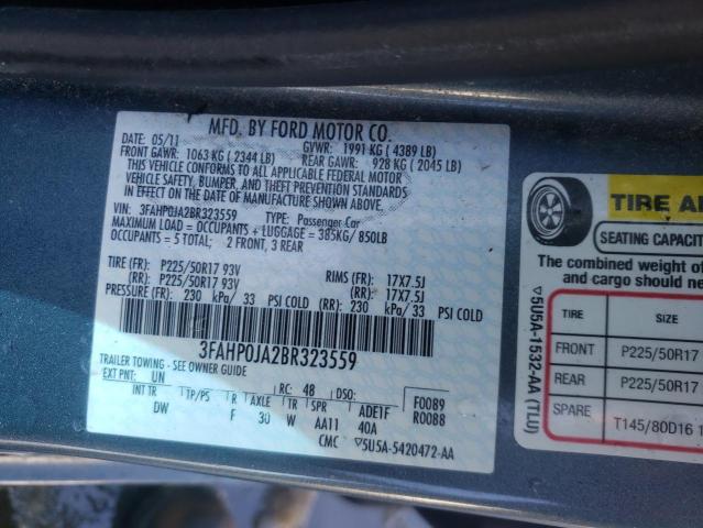 Photo 10 from auction – 2011 FORD FUSION SEL with VIN 3FAHP0JA2BR323559